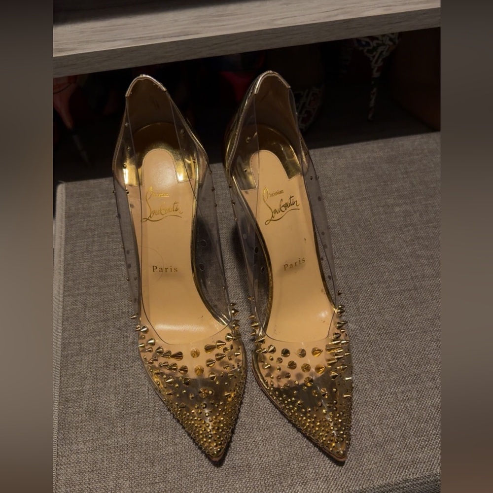 Christian Louboutin Gold Spiked Heels